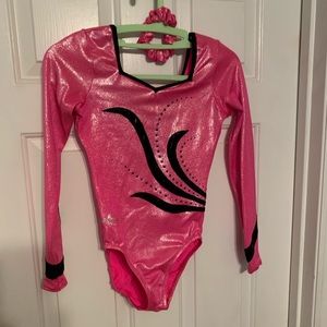 Hot pink sparkly competition leotard